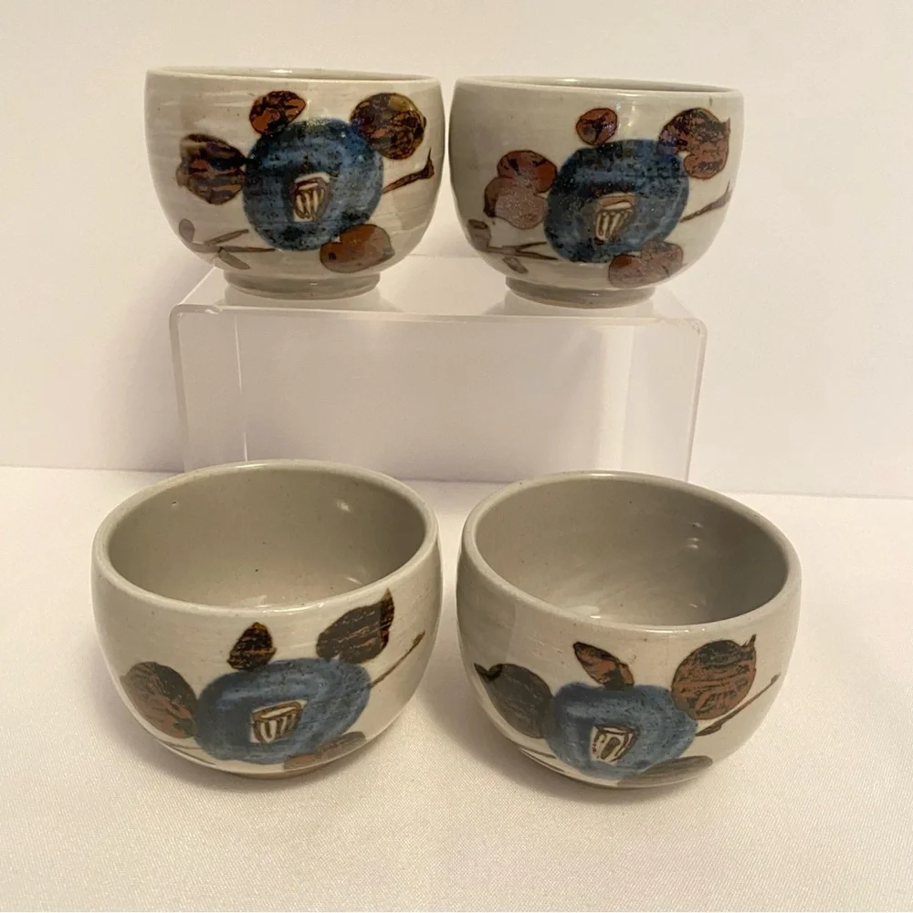 Asahi Japanese Stoneware Tea Cups Set Of 4